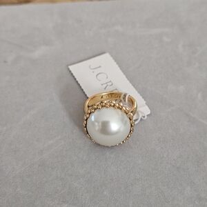 J. Crew Pearl Gold Cocktail Ring New!